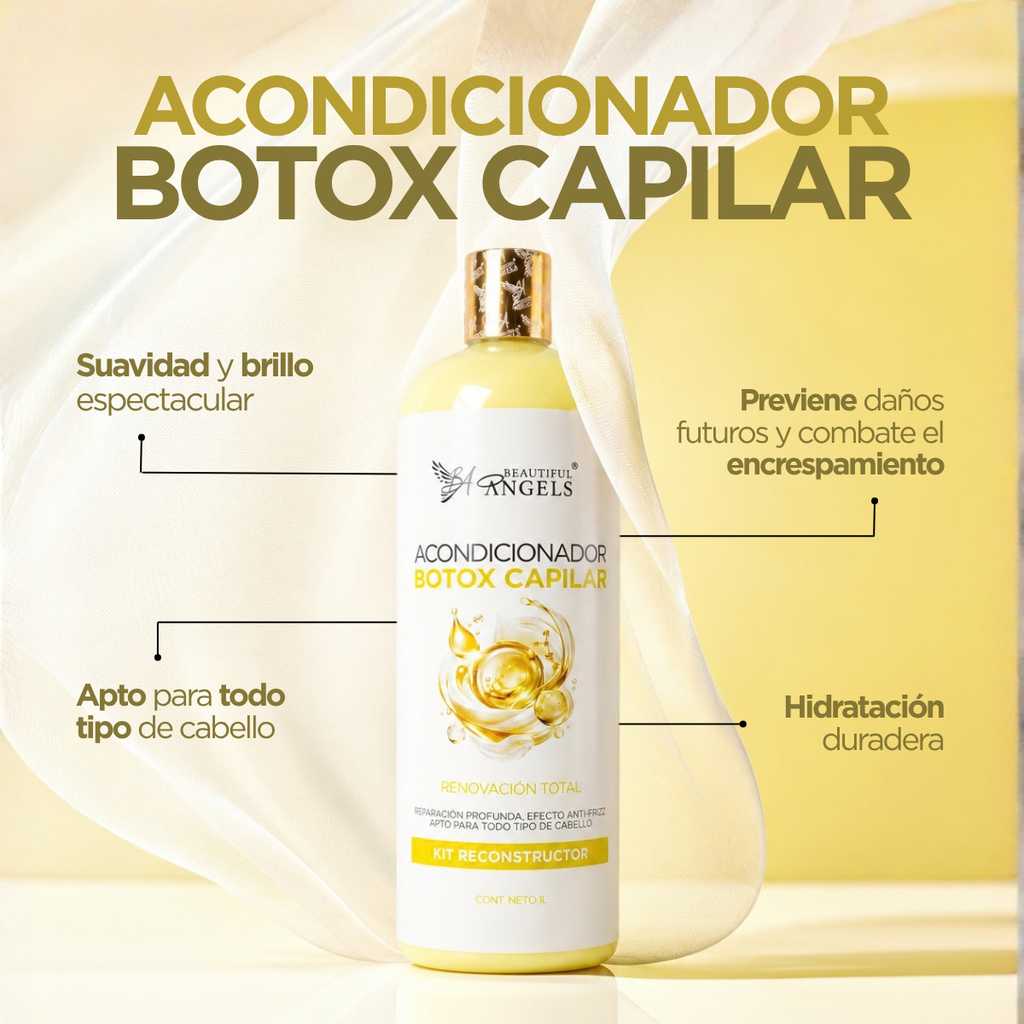 Kit Botox Reconstructor 1L Beautiful Angels — Restauración Completa, Elasticidad, Vitalidad, Hidratación y con Acabado Sedoso y Manejable