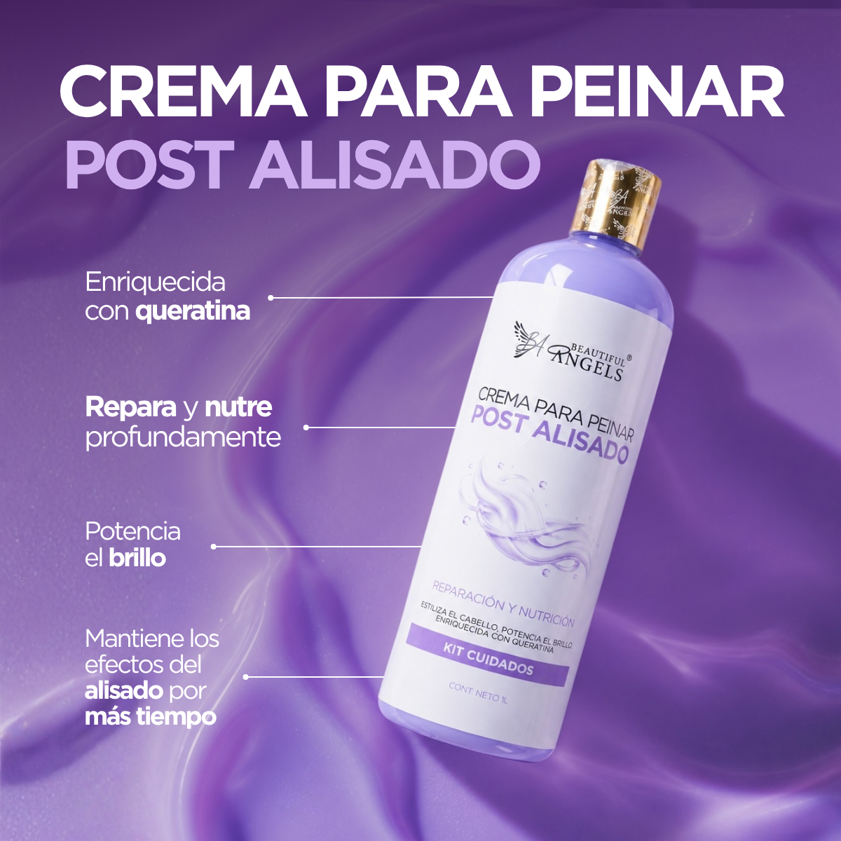 Kit Liso Completo 1lt Beautiful Angels: Cabello Liso, Sedoso y Brillante, Hidratación Profunda y Protección contra el Frizz — El Tratamiento Integral para tu Alisado