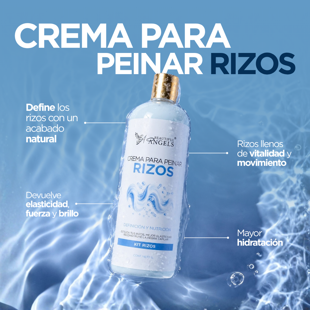 Crema para Peinar Rizos Beautiful Angels: Control, Definición y Movimiento Natural · Combate el Daño por Procesos Químicos, Rizos Vibrantes, Definidos y Llenos de Vida