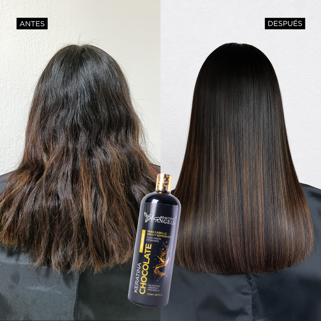 Kit Profesional de Keratina Chocolate Gold para Cabello Seco y Semigrueso – Beautiful Angels