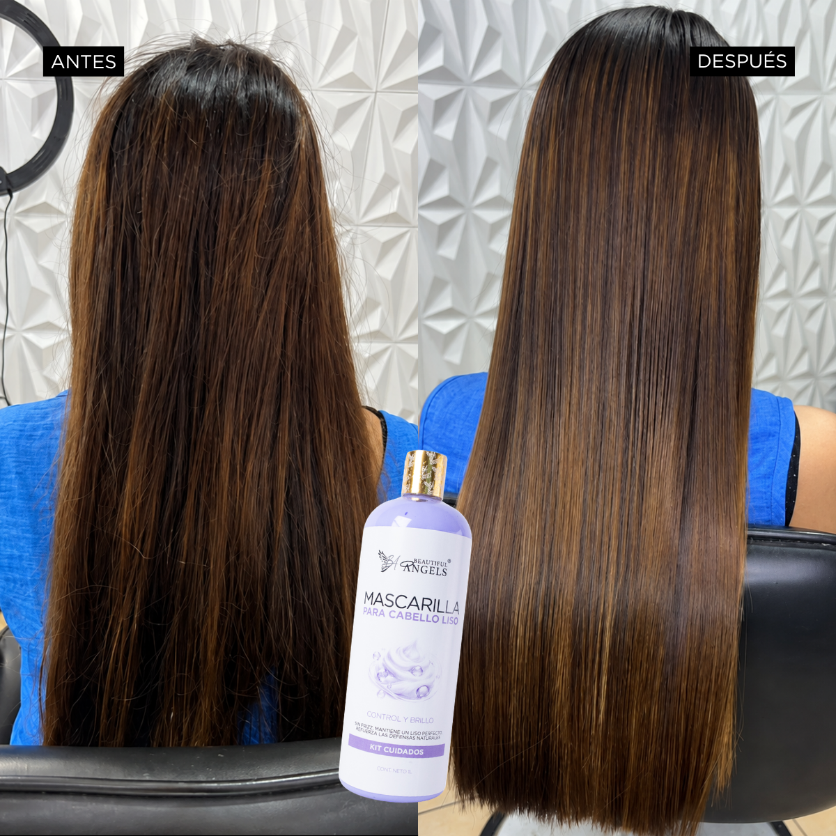 Kit Liso Completo 1lt Beautiful Angels: Cabello Liso, Sedoso y Brillante, Hidratación Profunda y Protección contra el Frizz — El Tratamiento Integral para tu Alisado