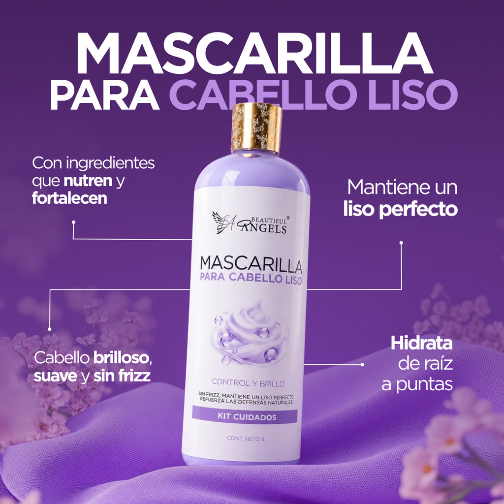 Kit Liso Completo 1lt Beautiful Angels: Cabello Liso, Sedoso y Brillante, Hidratación Profunda y Protección contra el Frizz — El Tratamiento Integral para tu Alisado