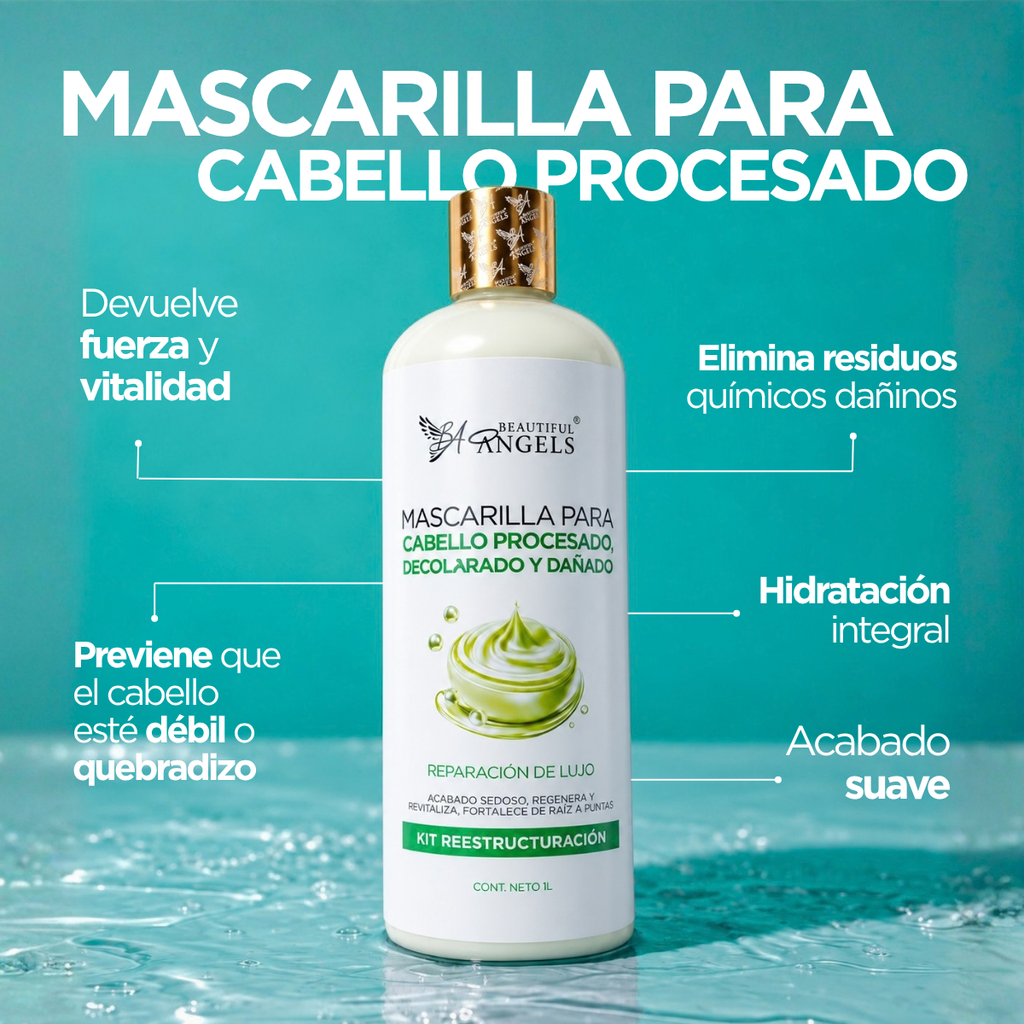 ✦ Kit Ácido Hialurónico Beautiful Angels 1L ✦ Reestructuración e hidratación profunda para un cabello fuerte, radiante y lleno de vida.