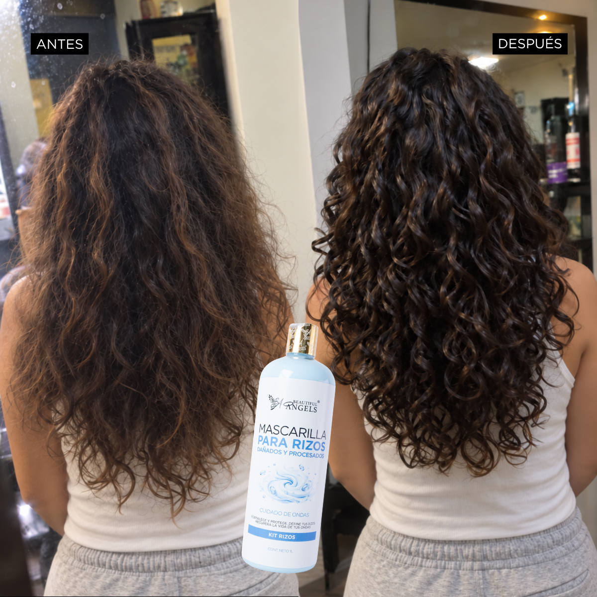 Kit Completo Rizos Beautiful Angels 1lt: Nutrición, Reparación, Definición y Fijación Flexible para Rizos Saludables