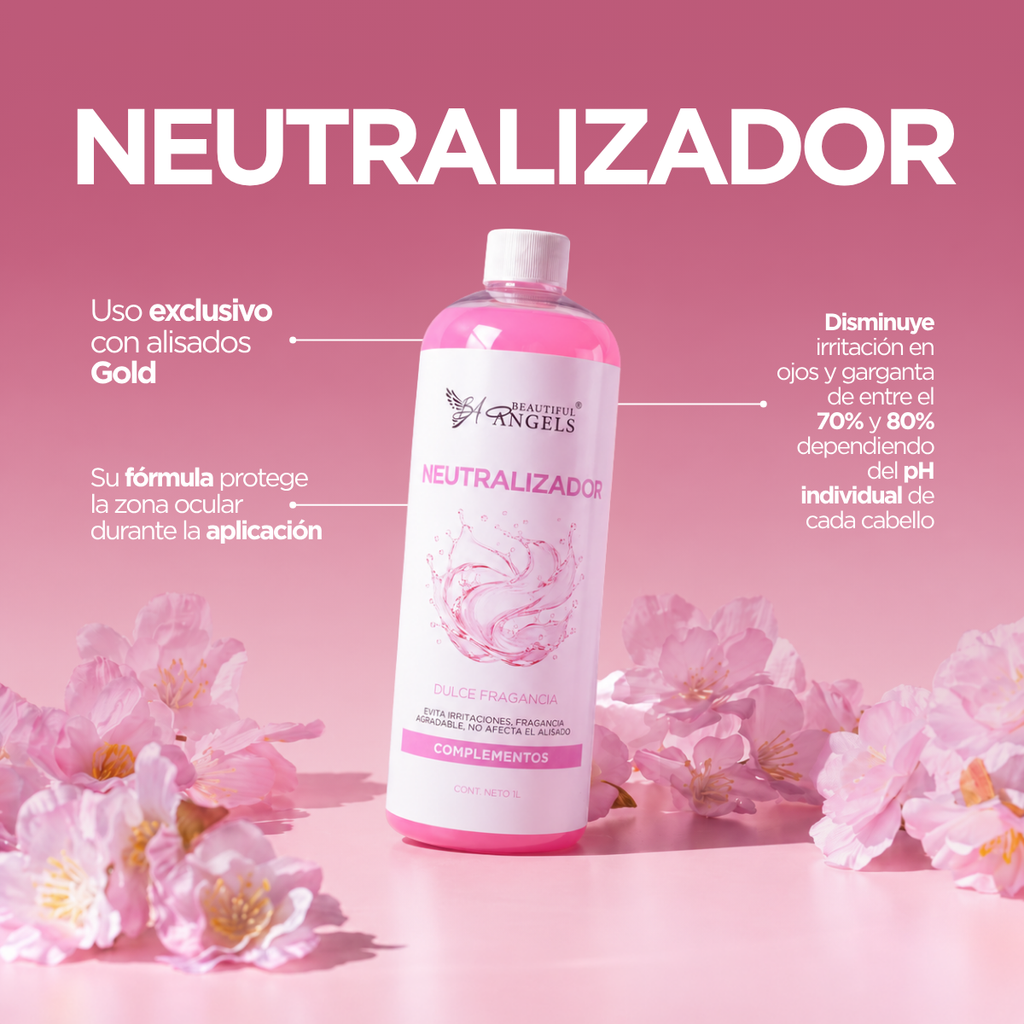 Neutralizador para Alisados Gold Beautiful Angels: Evita Irritaciones, No Afecta el Alisado y Logra una Neutralización Efectiva del 70% al 80% para un Acabado Equilibrado y Duradero