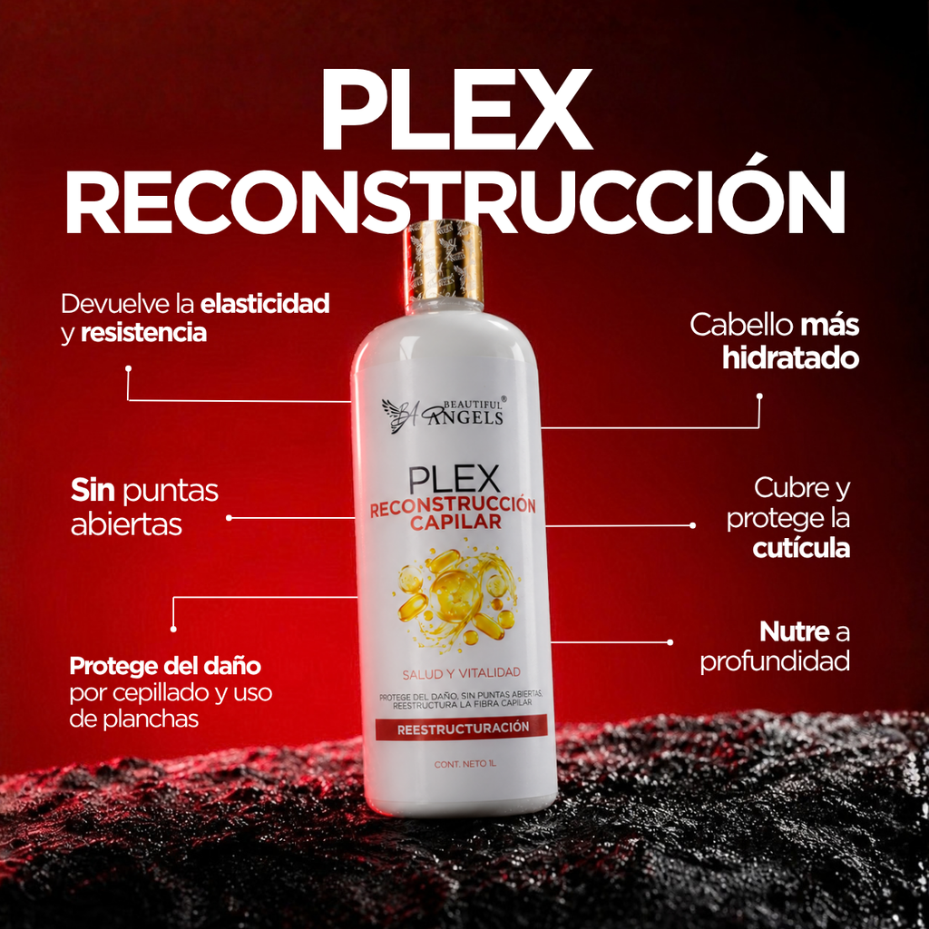 Plex Reconstructor Beautiful Angels: Restauración profunda que fortalece desde el interior, cierra puntas abiertas y devuelve elasticidad para cabello con daños mecánicos, térmicos y químicos.