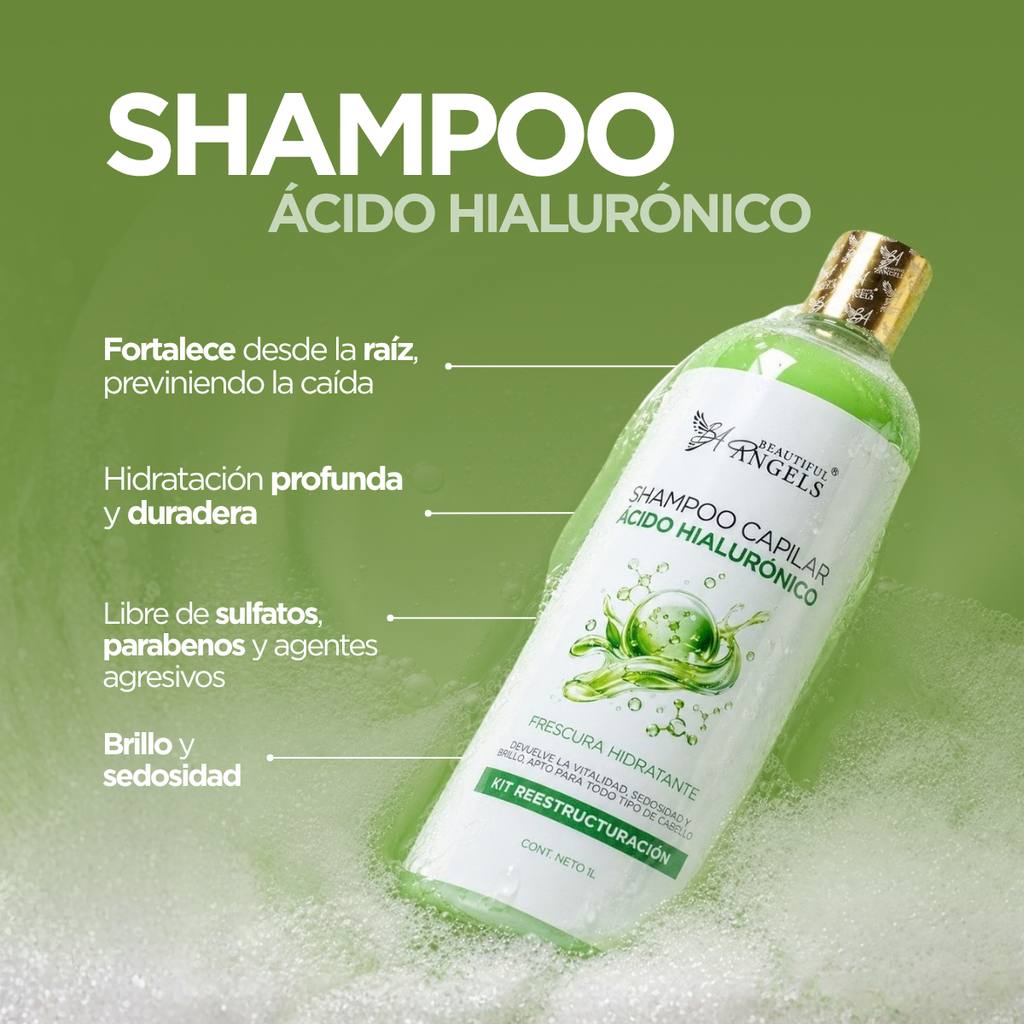 ✦ Kit Ácido Hialurónico Beautiful Angels 1L ✦ Reestructuración e hidratación profunda para un cabello fuerte, radiante y lleno de vida.