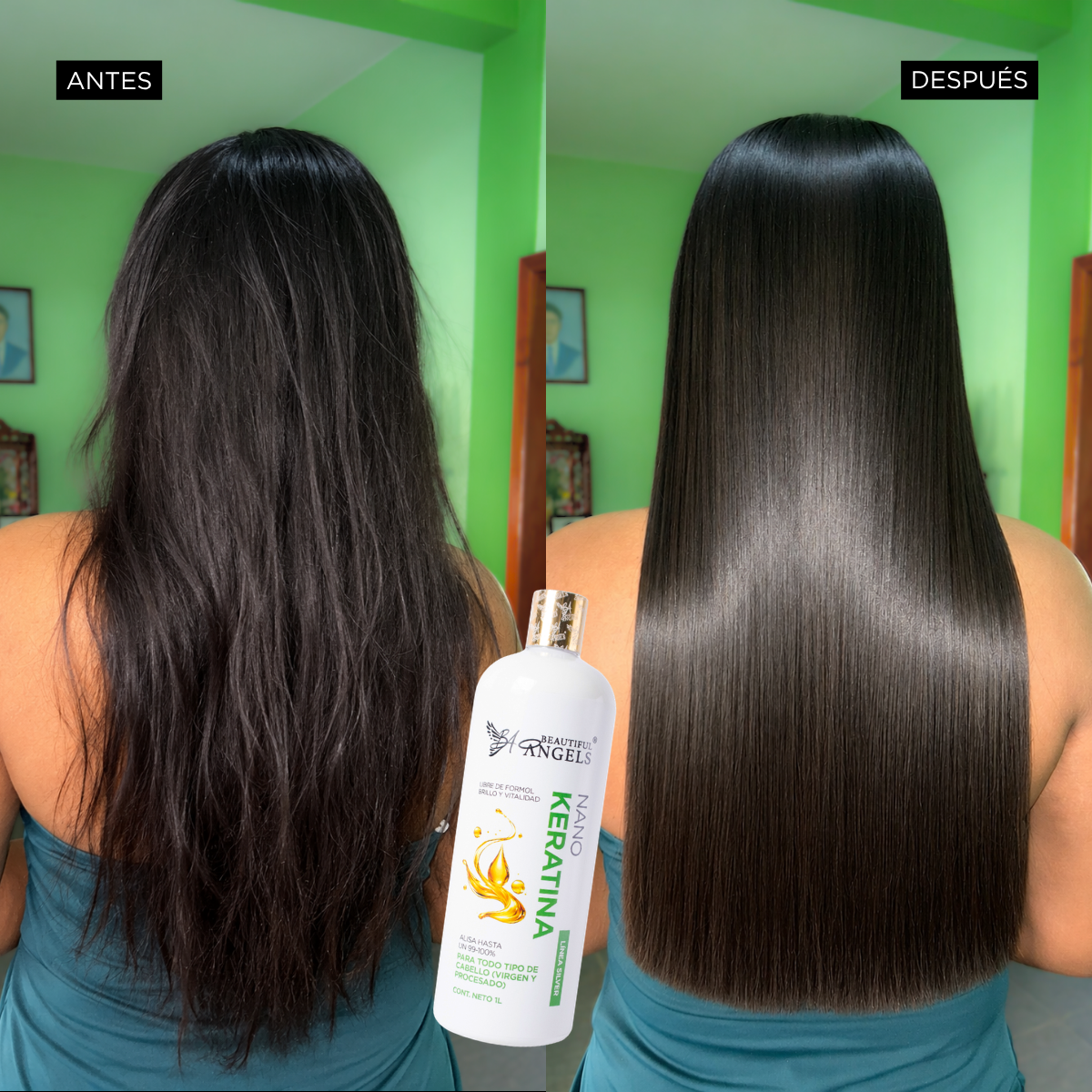 Nanokeratina Silver — Beautiful Angels Ideal para cabello virgen o poco procesado · 50% Keratina Japonesa + 50% Nanoplastia
