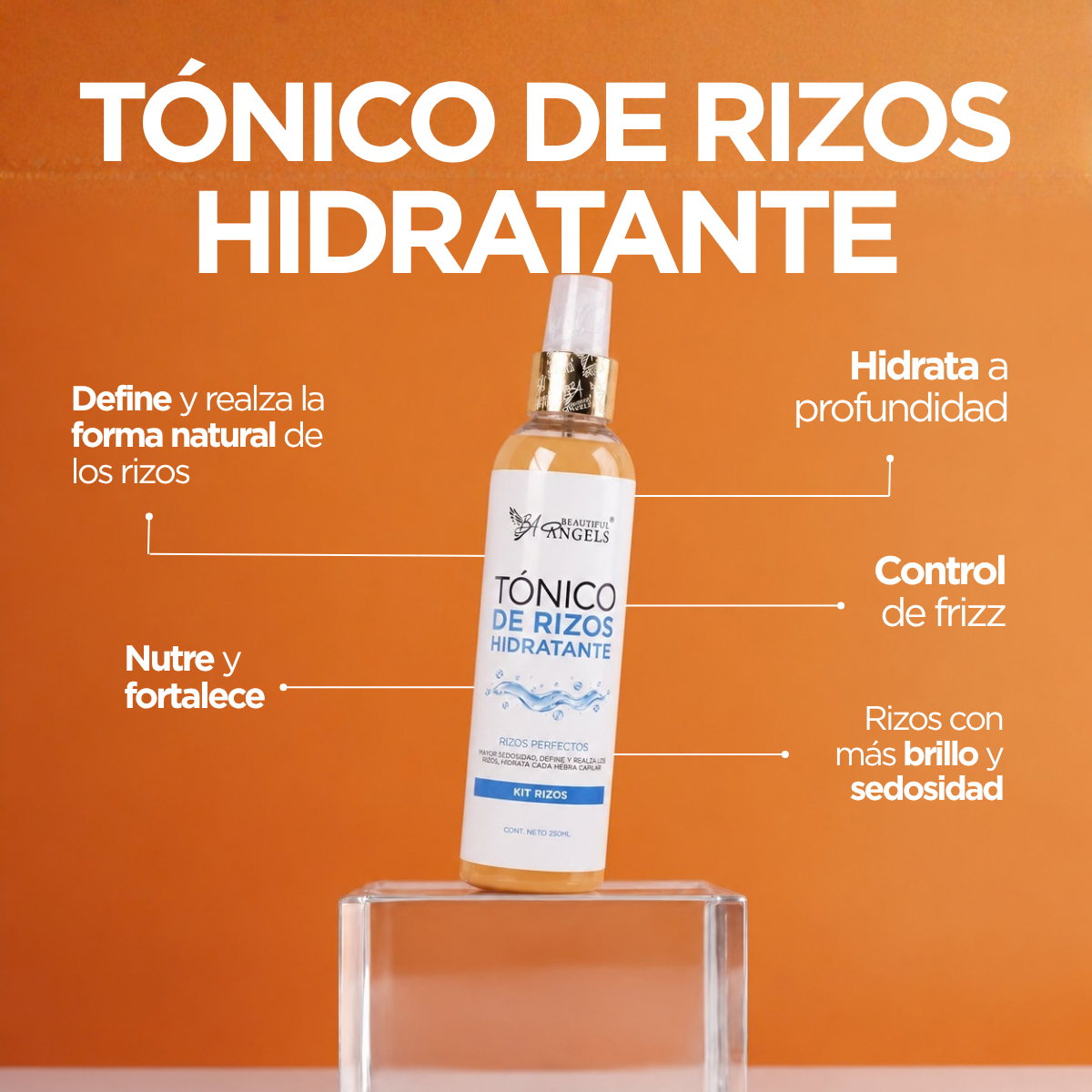 Kit Completo Rizos Beautiful Angels 1lt: Nutrición, Reparación, Definición y Fijación Flexible para Rizos Saludables