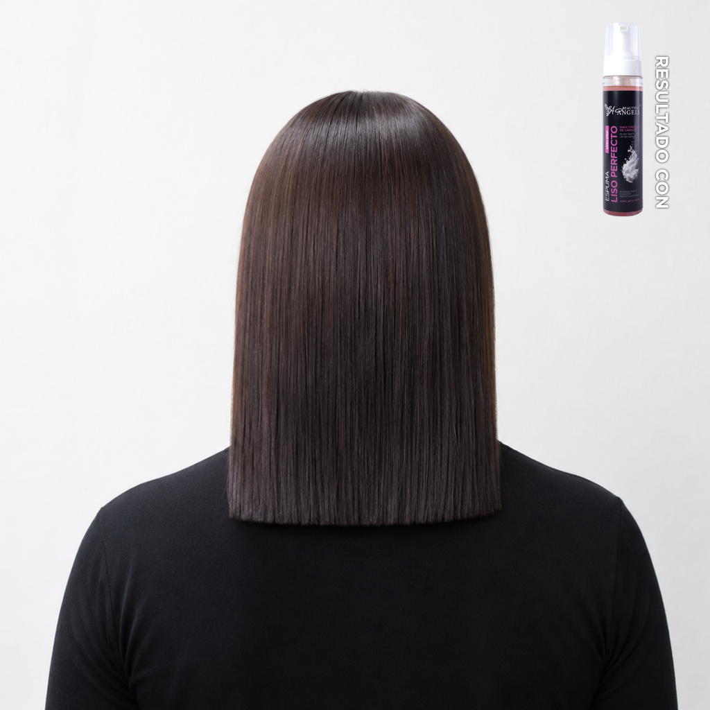 Kit Básico Espuma Liso Perfecto Gold Beautiful Angels 500ml — Alisado con Ácido Hialurónico, Hidrata y Fortalece, Cabello Liso, Suave y Nutrido con Brillo Duradero