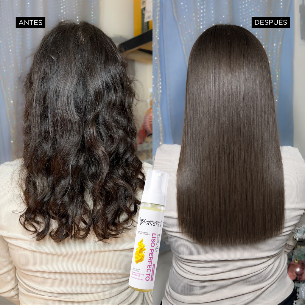 Kit Profesional Espuma Liso Perfecto Silver Beautiful Angels 300ml- Reduce el Frizz, Elimina la Ondulación, Deja el Cabello, con Acabado Liso y Natural, un Cabello Fuerte y Saludable