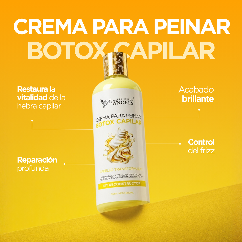 Crema Capilar con Botox Beautiful Angels: Reparación Profunda y Rejuvenecimiento Intenso, con Acabado Sedoso, Brillo Radiante y Control del Frizz para un Cabello Visiblemente saludable, Suave y Manejable