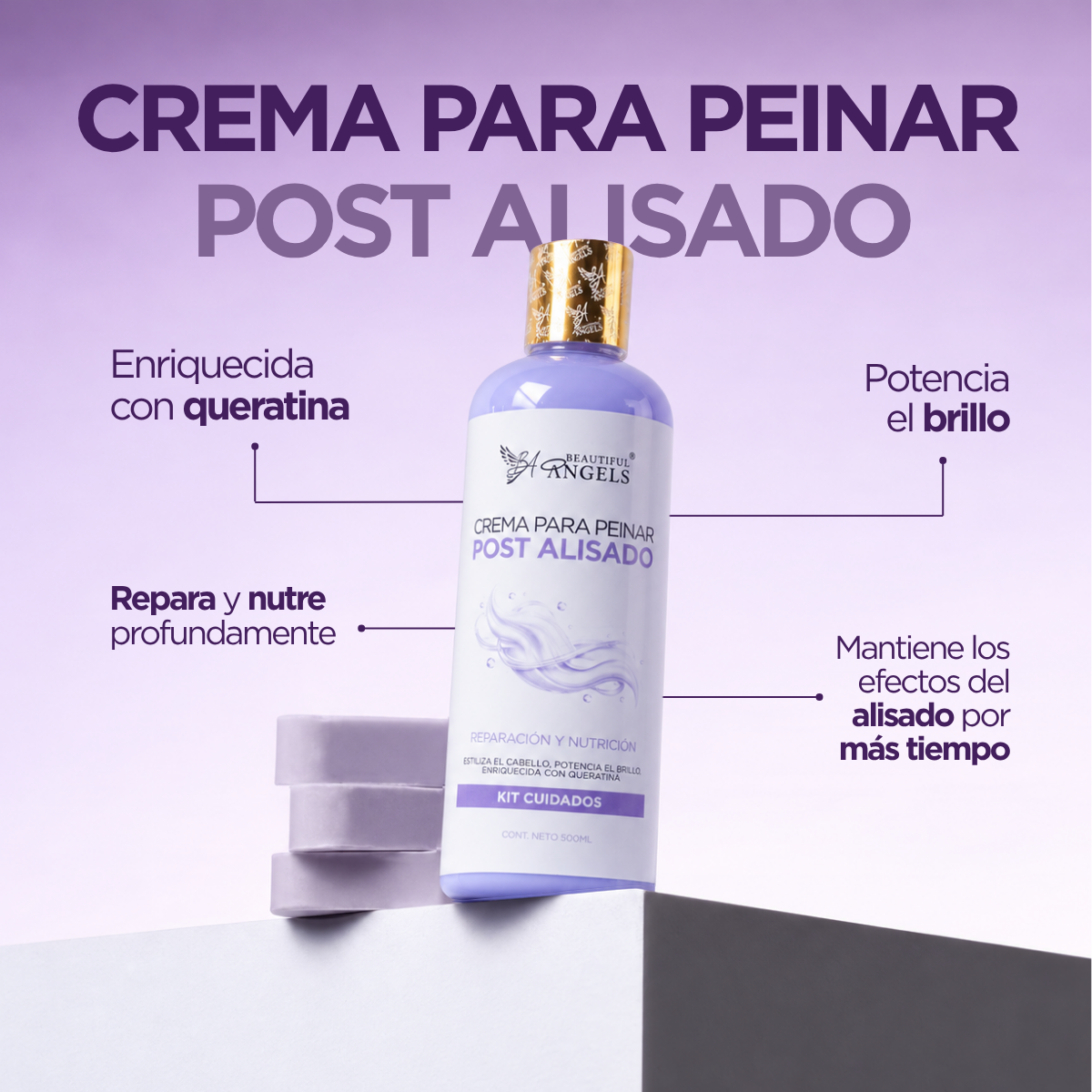Kit Liso Completo 500ml Beautiful Angels: Cabello Liso, Sedoso y Brillante, Hidratación y Protección contra el Frizz — El Tratamiento Integral para tu Alisado