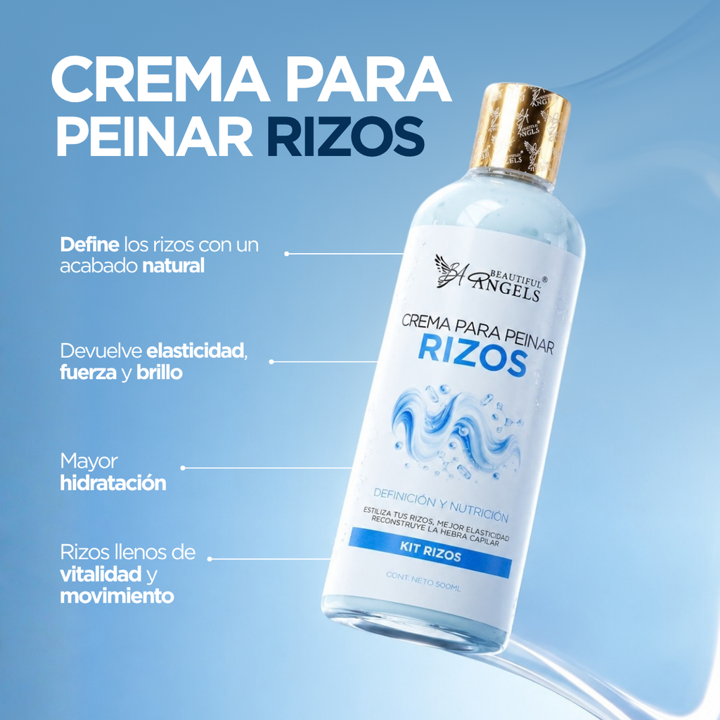 Crema para Peinar Rizos Beautiful Angels: Control, Definición y Movimiento Natural · Combate el Daño por Procesos Químicos, Rizos Vibrantes, Definidos y Llenos de Vida