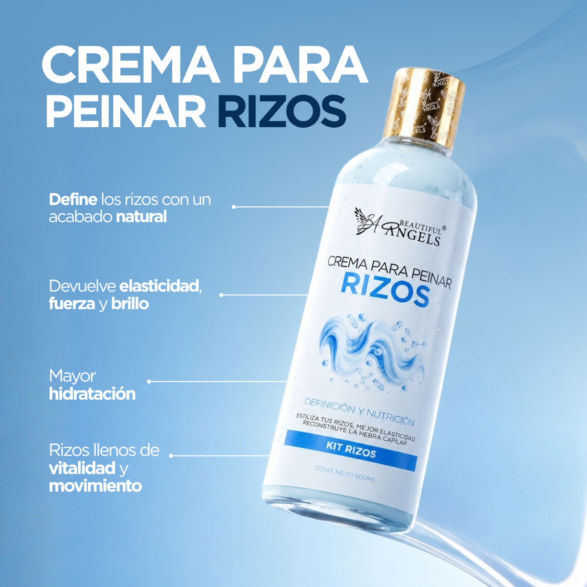 Crema para Peinar Rizos Beautiful Angels: Control, Definición y Movimiento Natural · Combate el Daño por Procesos Químicos, Rizos Vibrantes, Definidos y Llenos de Vida