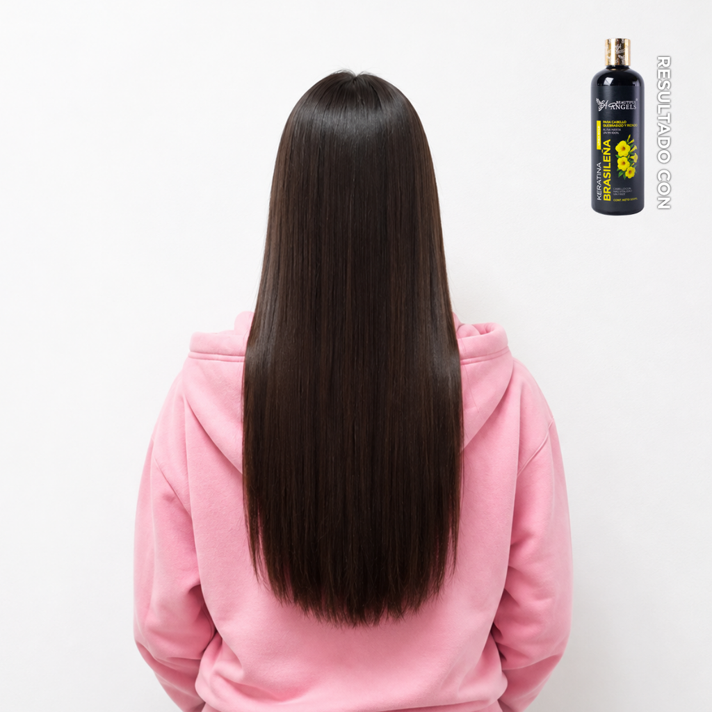 Kit Básico de Keratina Brasileña Gold 500ml Beautiful Angels-para Cabello Quebradizo, Rizado y suave, con acabado duradero