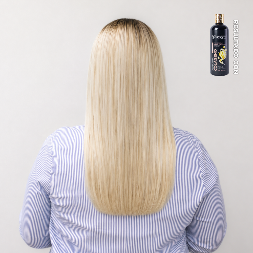 Kit Básico de Keratina Colágeno Gold 500ml– Beautiful Angels, para Cabello Procesado o Virgen, Mejora la Textura, Aumenta la Elasticidad y Resistencia