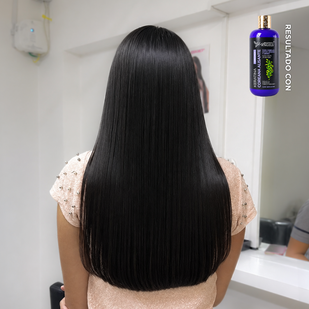 Keratina Coreana Gold Beautiful Angels 1L Alisado Coreano Premium para cabello Ultra Grueso, Rizado y Afro