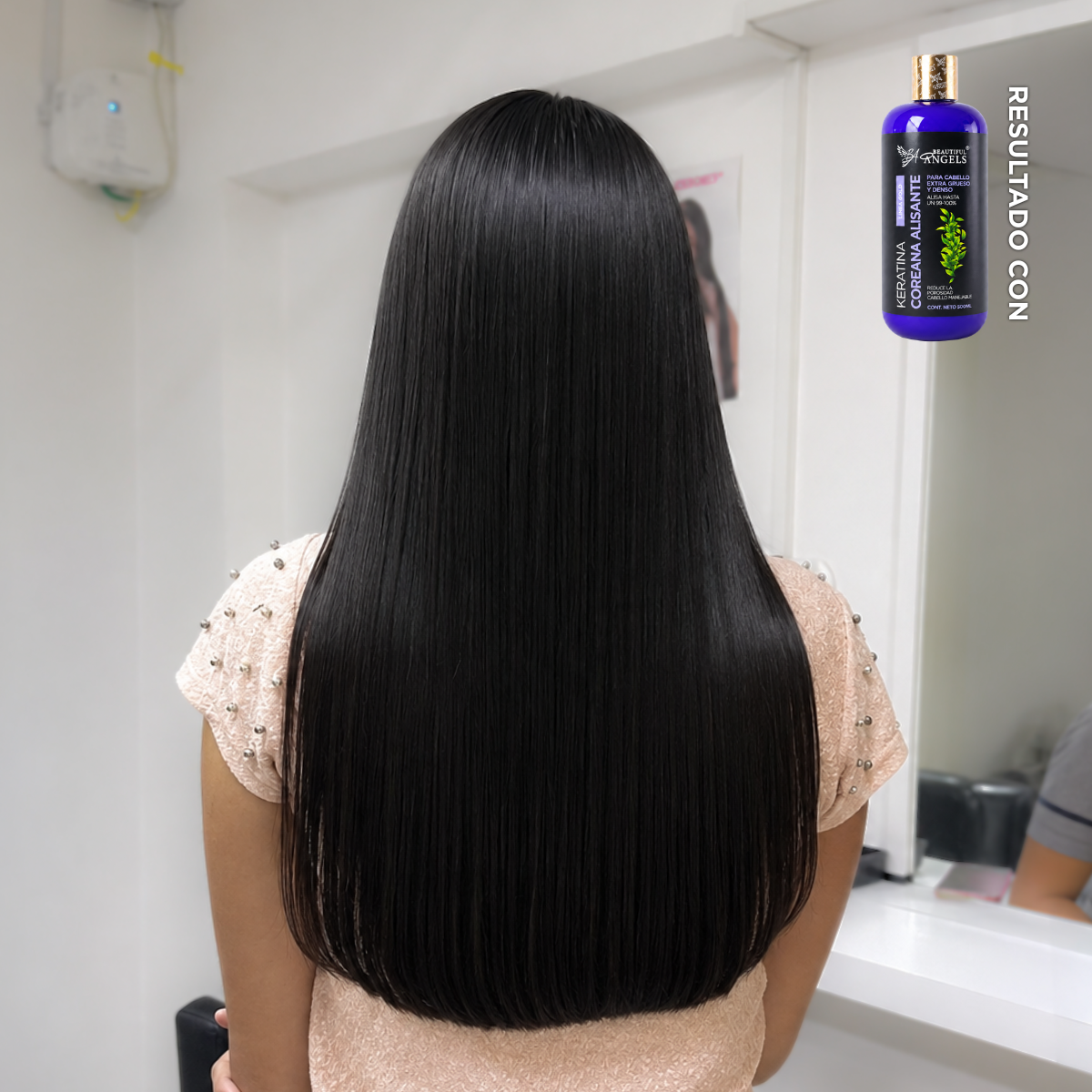 Keratina Coreana Gold Beautiful Angels 1L Alisado Coreano Premium para cabello Ultra Grueso, Rizado y Afro