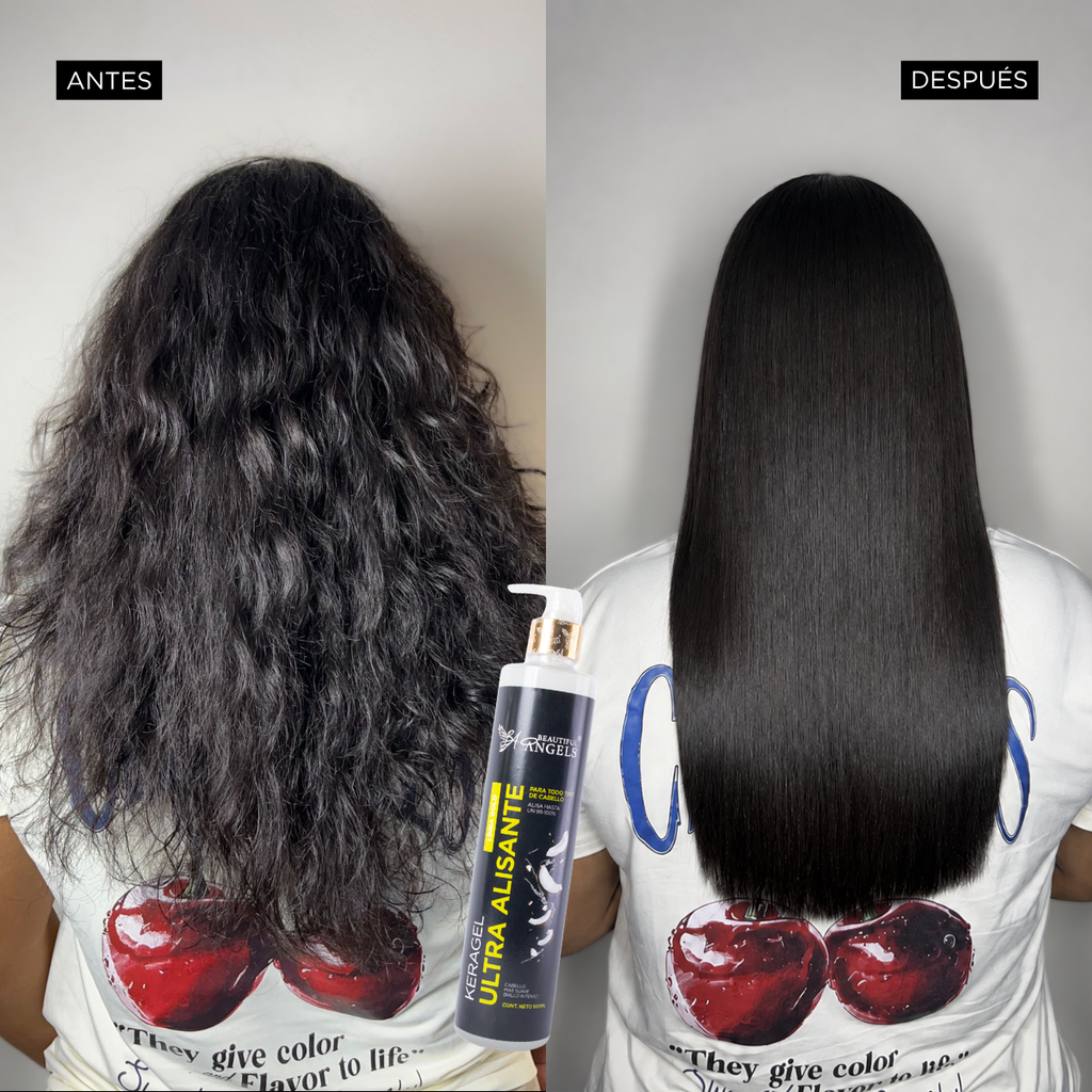Kit Básico Keragel Alisado Líquido Gold Beautiful Angels 500ml — Liso Perfecto y Brillo Natural para Todo Tipo de Cabello,Larga Duración, Cabello Fuerte y Brillante