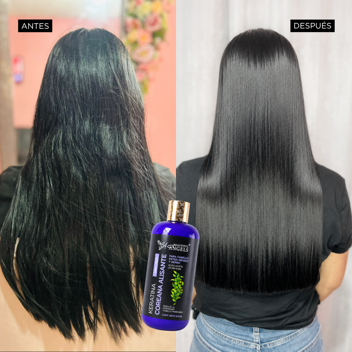 Keratina Coreana Gold Beautiful Angels 1L Alisado Coreano Premium para cabello Ultra Grueso, Rizado y Afro