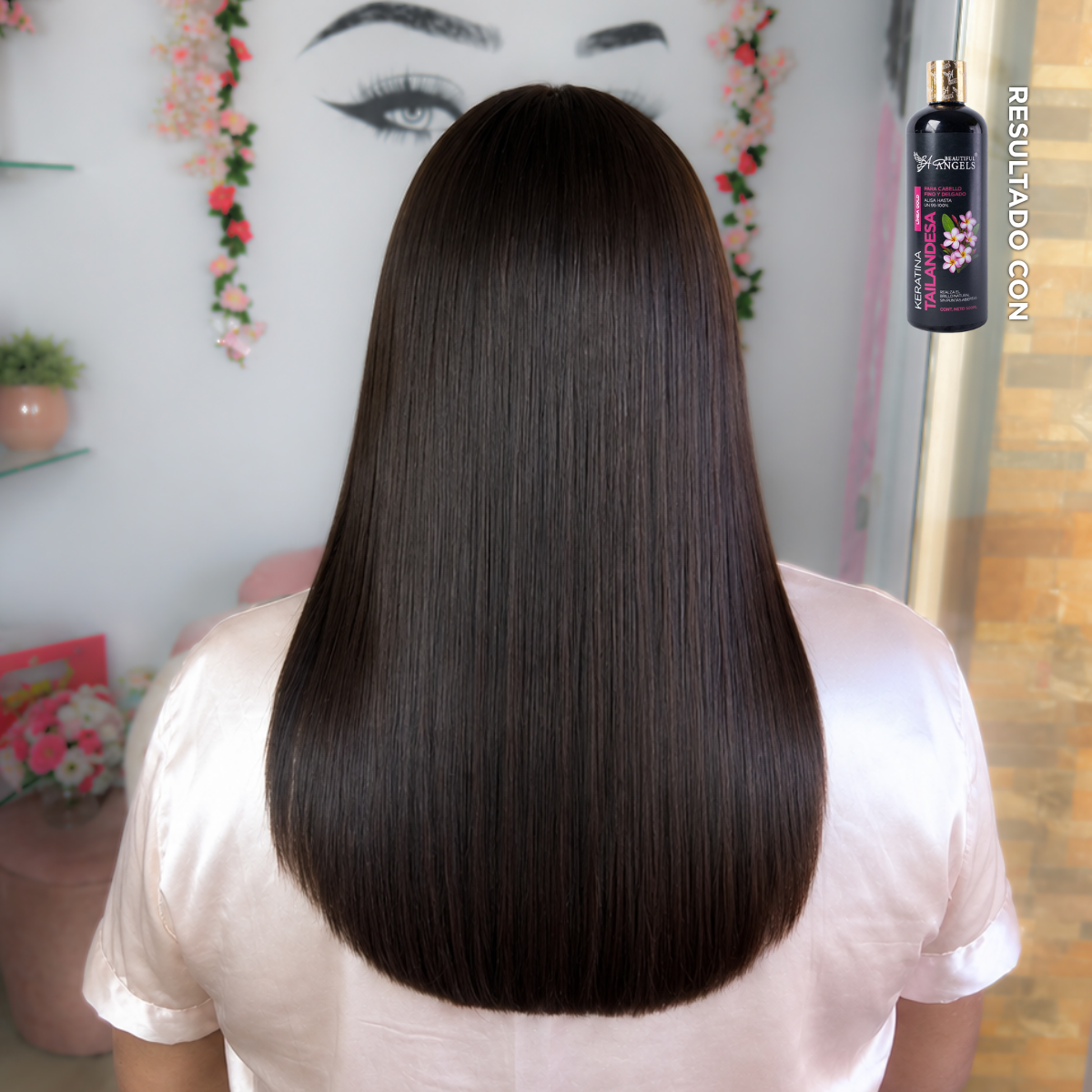 Kit Básico de Keratina Tailandesa Gold 500ml– Beautiful Angels para Cabello Fino y Delgado – Brillo Radiante, Cabello Liso y Suave, con Peinado, Lavado y Secado más Rápidos
