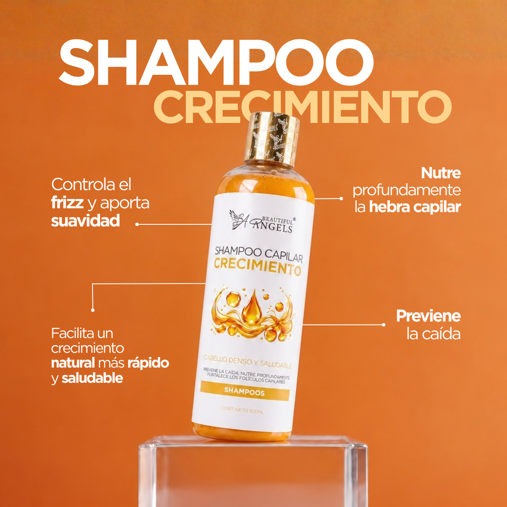 Shampoo Crecimiento Beautiful Angels: Estimula el Crecimiento Capilar, Fortalece desde la Raíz y Nutre a Profundidad, Previene la Caída