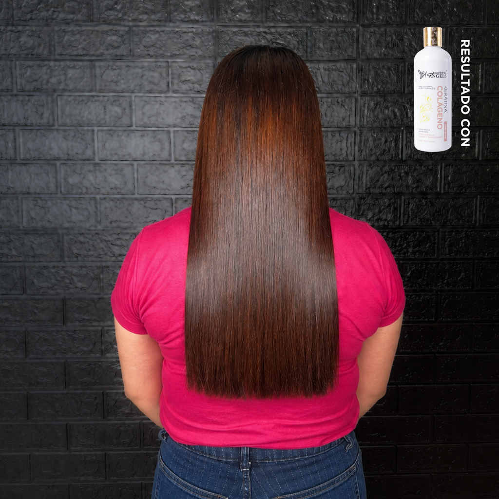Kit Profesional con Keratina Colágeno Silver Beautiful Angels 500ml-Mejora la textura y el Brillo del cabello, Sedoso, Sin Encrespamiento
