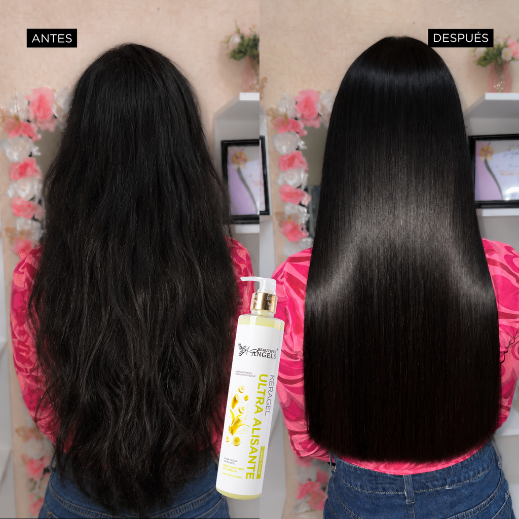 Kit Básico Keragel Ultra Alisante Silver Beautiful Angels 500ml, Hidrogel de Keratina y Aceites Vegetales, Repara Fibra Dañada, Controla Humedad y Reduce Frizz