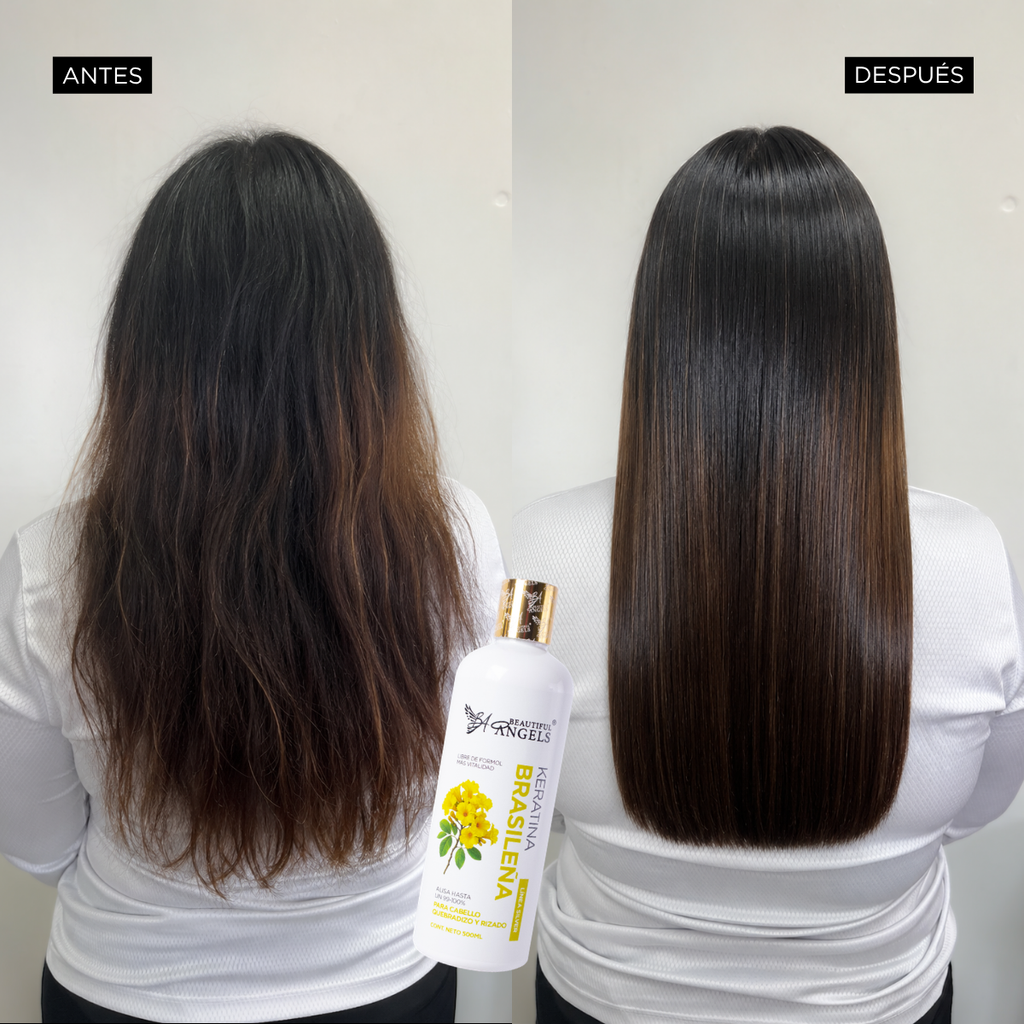 Kit Básico Keratina Brasileña Silver 500 ml – Beautiful Angels – Ideal para Cabello Quebradizo y Rizado, Control del Frizz y Manejable