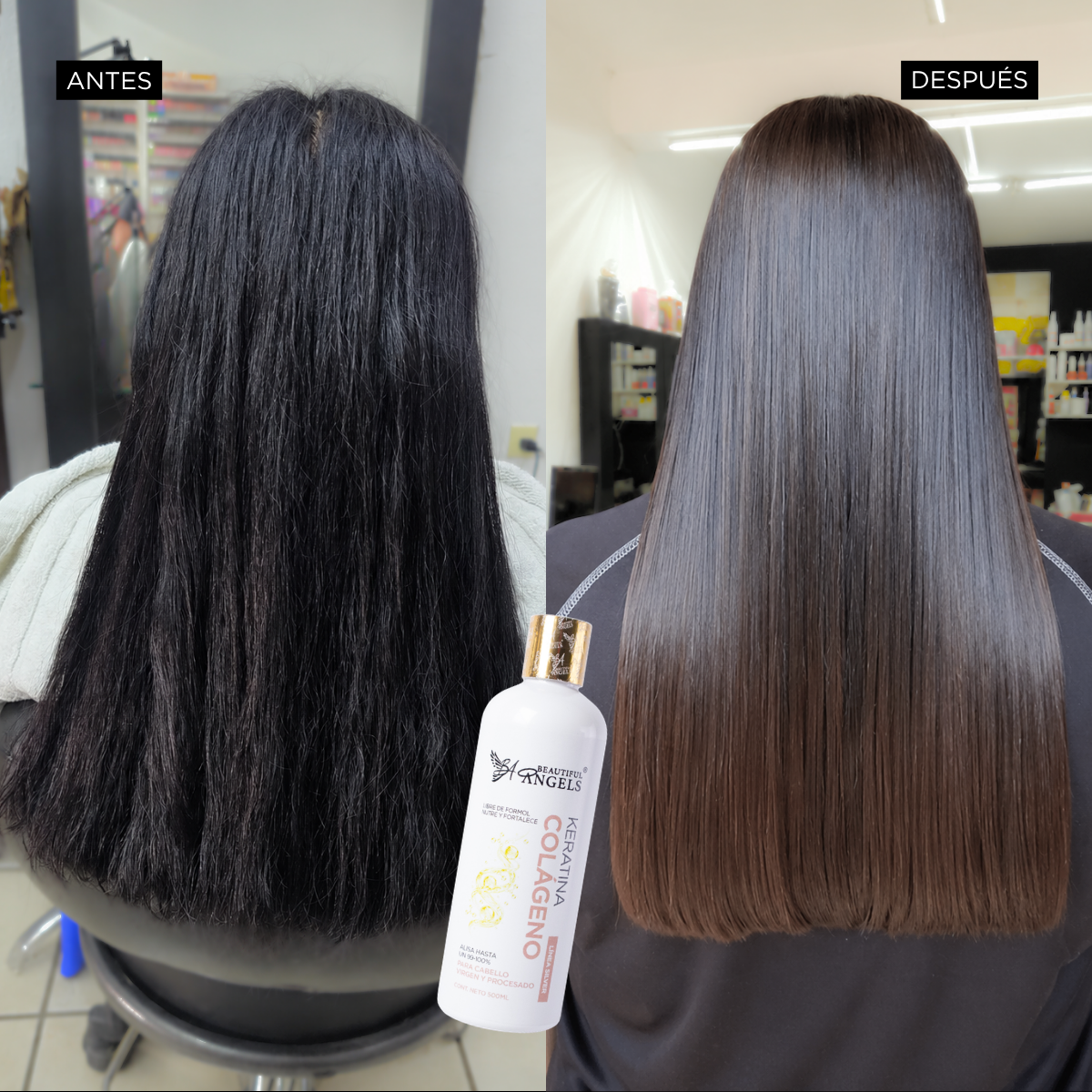 Kit Básico Keratina Colágeno Silver 500 ml – Beautiful Angels – Alisado Ideal para Cabello Procesado o Virgen, Nutrición Profunda con Colágeno que Fortalece y Aumenta la Elasticidad
