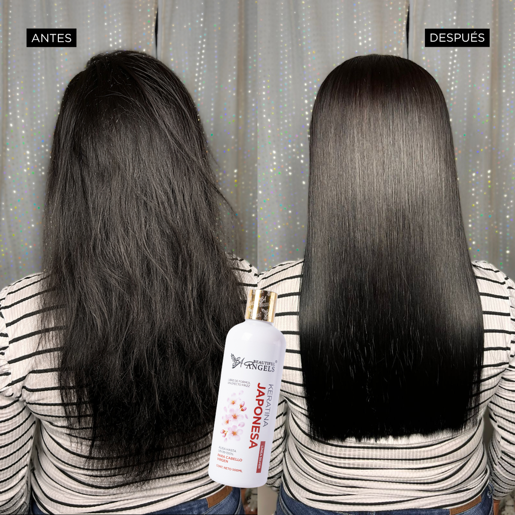 Kit Básico Japonesa Beautiful Angels 500ml — Alisado Profesional para Cabello Virgen y Natural, Cabello Liso, Suave y Saludable