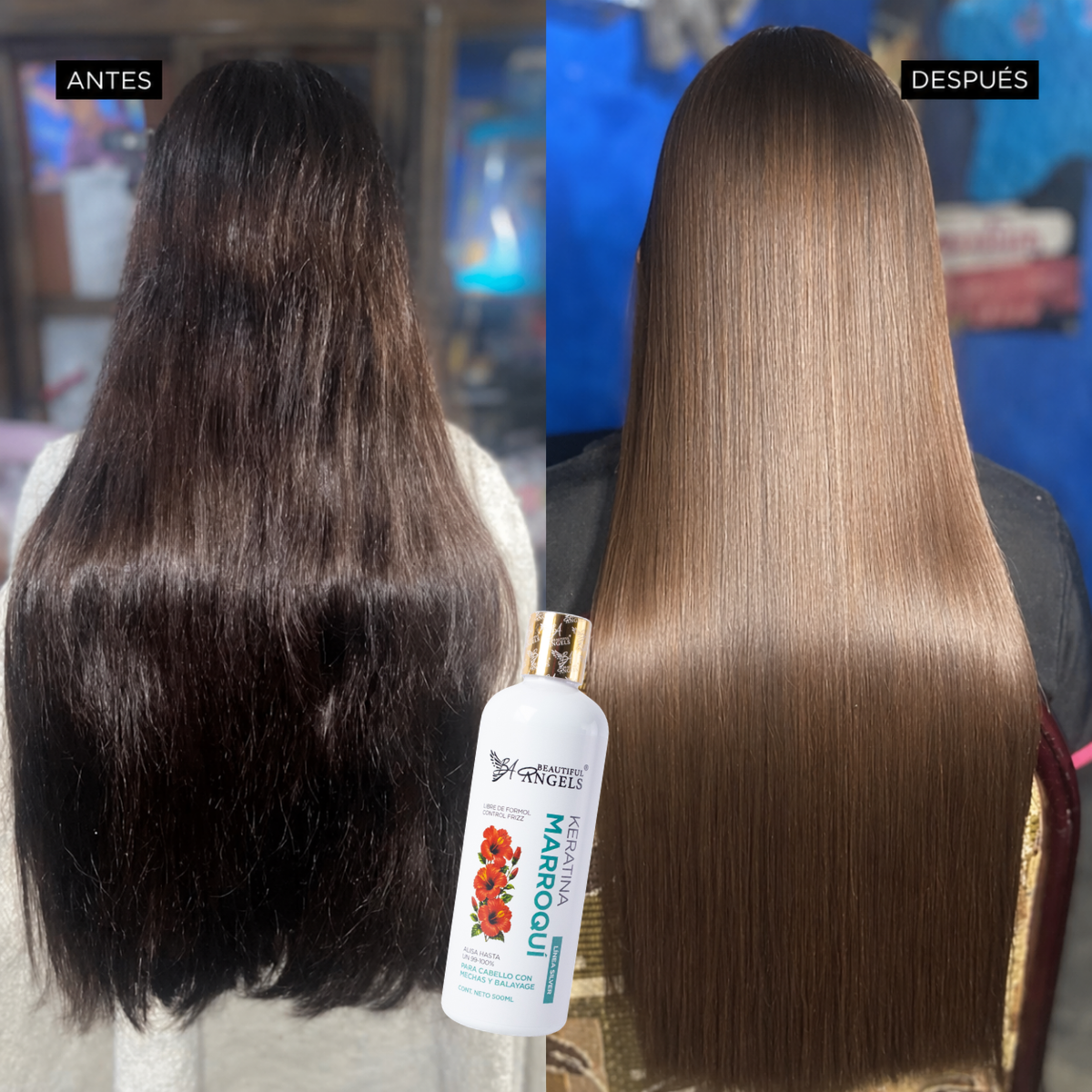 Kit Básico Keratina Marroquí Silver Beautiful Angels 500ml | Ideal para Mechas y Balayage | Control del Frizz, Brillo Intenso, Puntas Selladas y Cabello Sedoso y Manejable