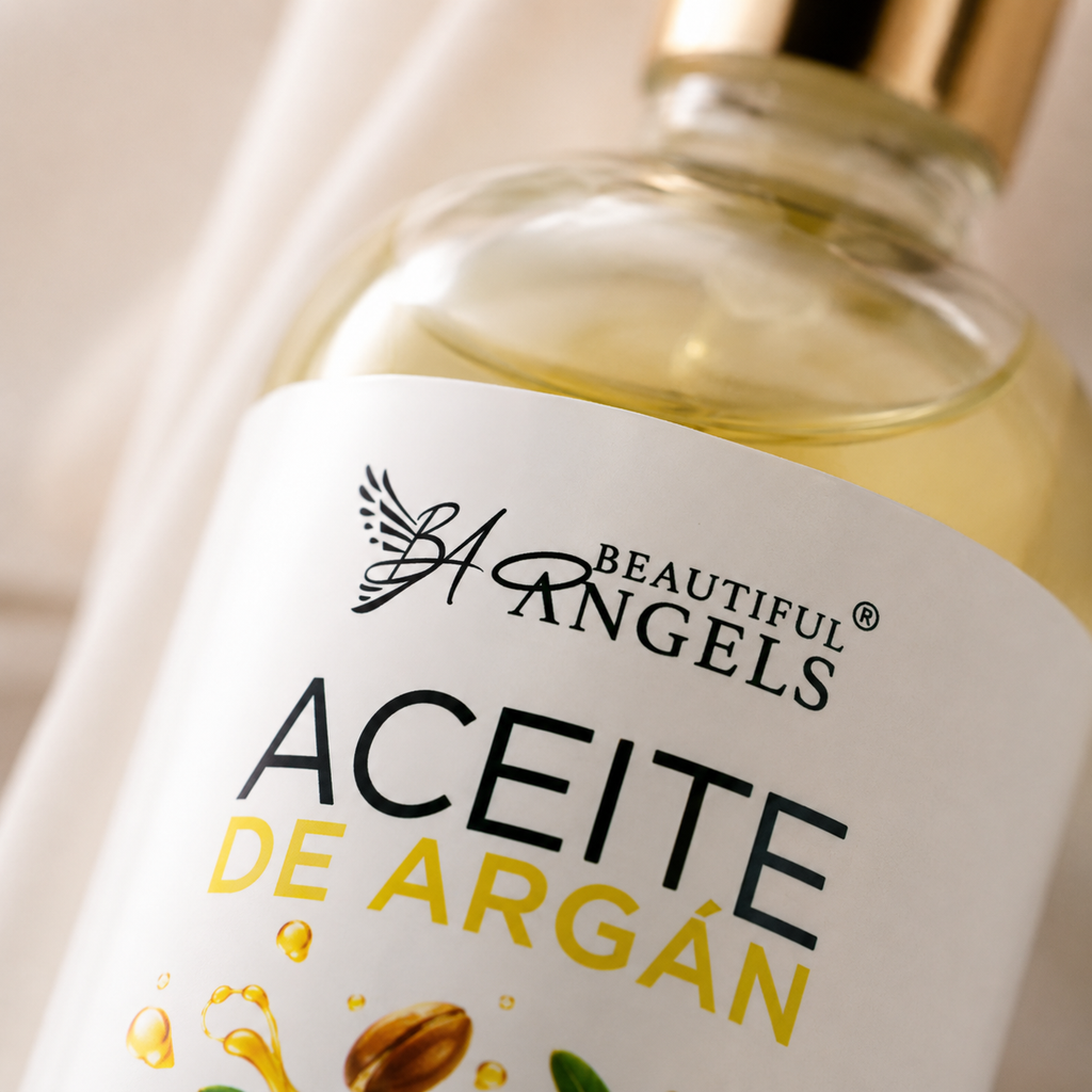 Aceite de Argán Puro 100ml Beautiful Angels: Reparación y Nutrición Profunda para Cabello, con Vitamina E y Antioxidantes que Hidratan, Controlan el Frizz y Aportan un Brillo Natural sin Dejar Residuos Grasos