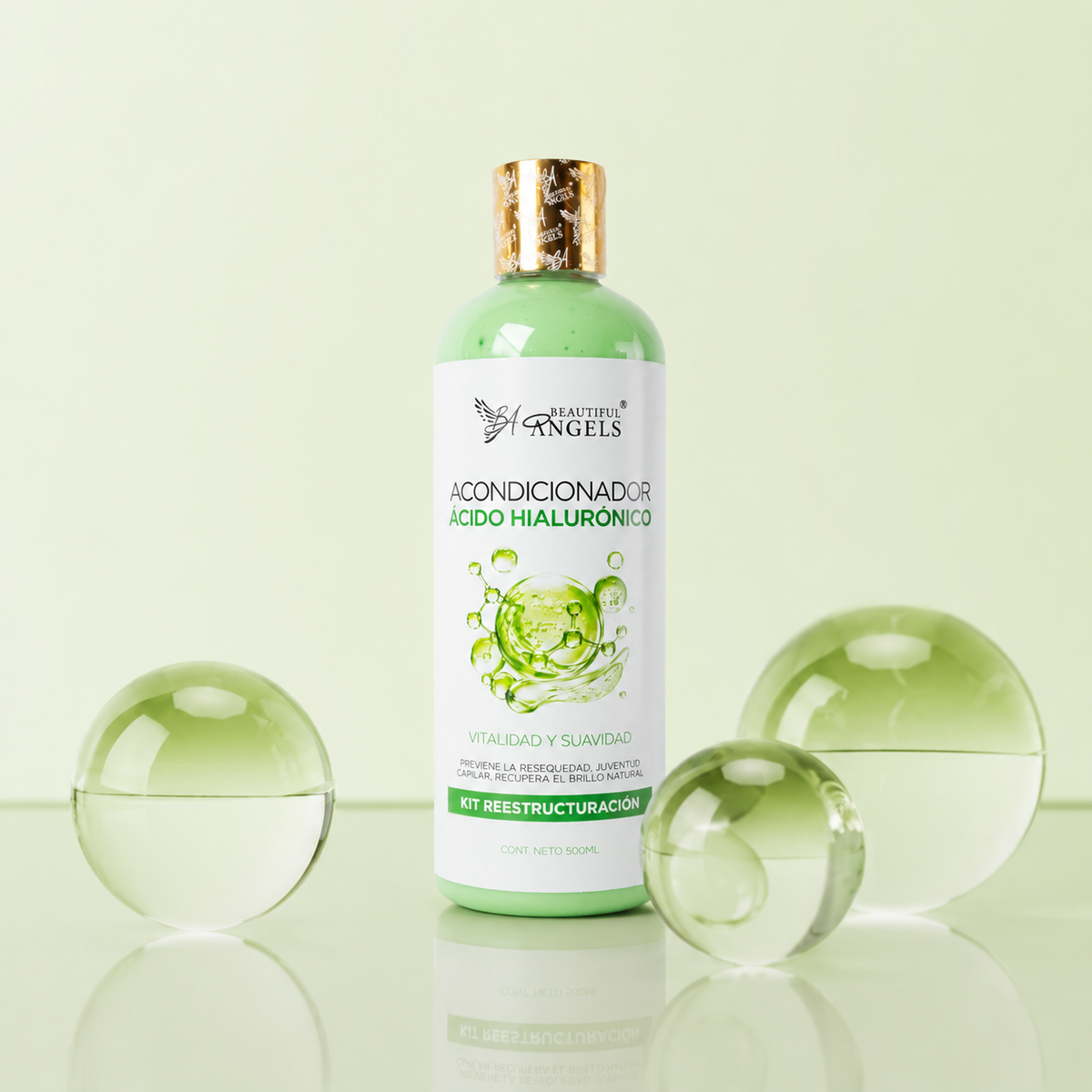 Acondicionador Hidratante con Ácido Hialurónico Beautiful Angels: Hidratación Profunda y Duradera, Brillo y Sedosidad Extrema, Protección y Juventud Capilar,  Cuidado Completo para Todo Tipo de Cabello