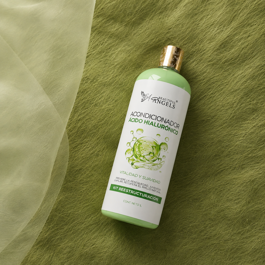 Acondicionador Hidratante con Ácido Hialurónico Beautiful Angels: Hidratación Profunda y Duradera, Brillo y Sedosidad Extrema, Protección y Juventud Capilar,  Cuidado Completo para Todo Tipo de Cabello