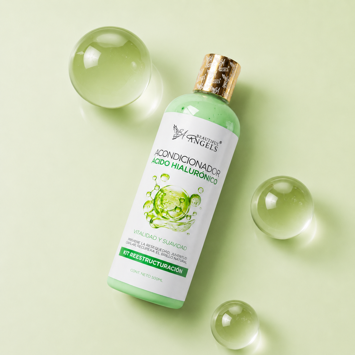 Acondicionador Hidratante con Ácido Hialurónico Beautiful Angels: Hidratación Profunda y Duradera, Brillo y Sedosidad Extrema, Protección y Juventud Capilar,  Cuidado Completo para Todo Tipo de Cabello