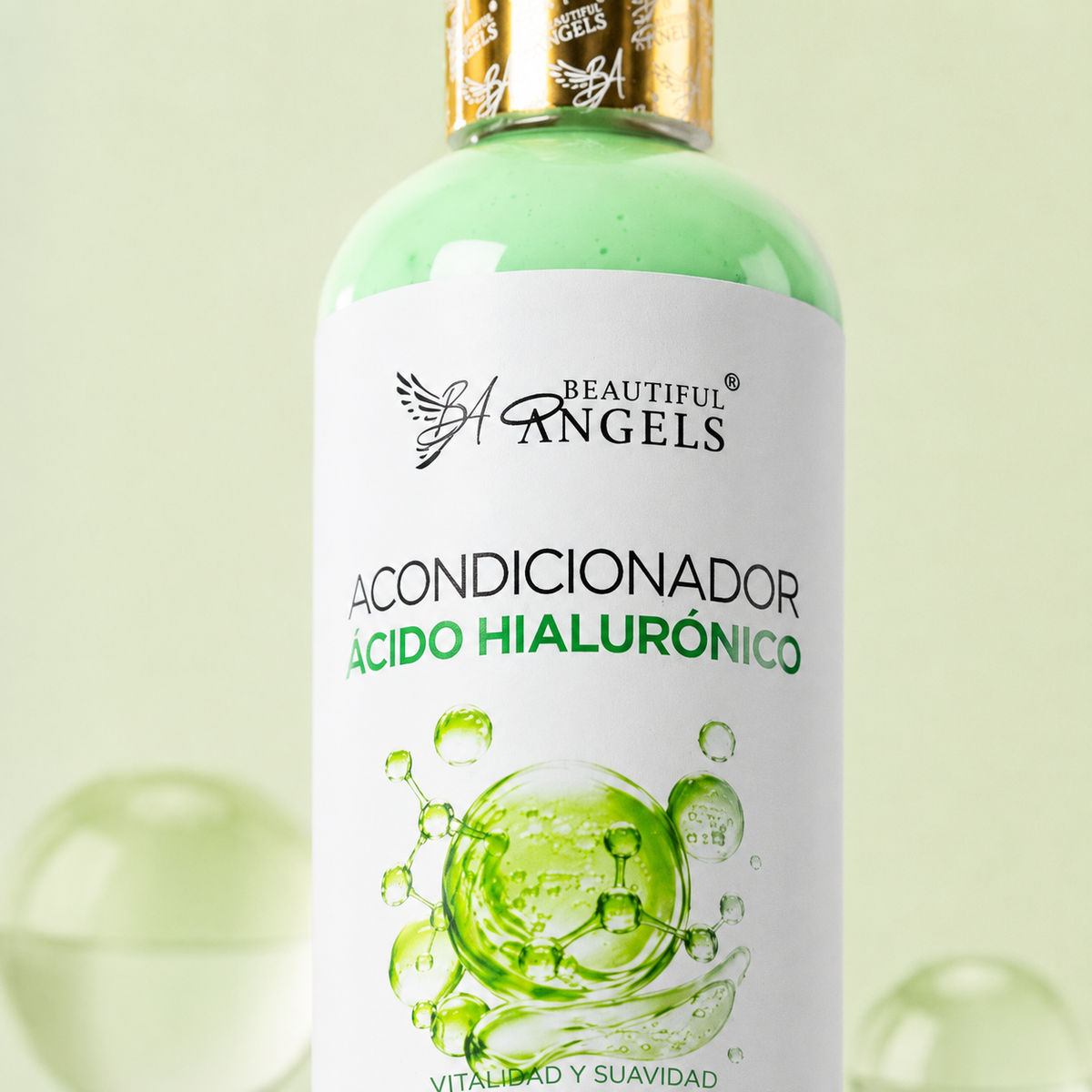 Acondicionador Hidratante con Ácido Hialurónico Beautiful Angels: Hidratación Profunda y Duradera, Brillo y Sedosidad Extrema, Protección y Juventud Capilar,  Cuidado Completo para Todo Tipo de Cabello