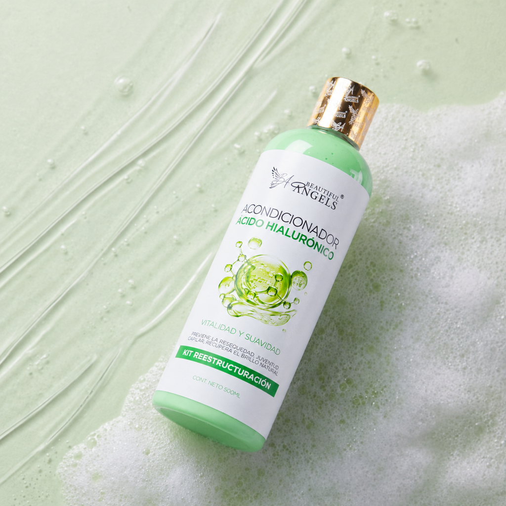 Acondicionador Hidratante con Ácido Hialurónico Beautiful Angels: Hidratación Profunda y Duradera, Brillo y Sedosidad Extrema, Protección y Juventud Capilar,  Cuidado Completo para Todo Tipo de Cabello