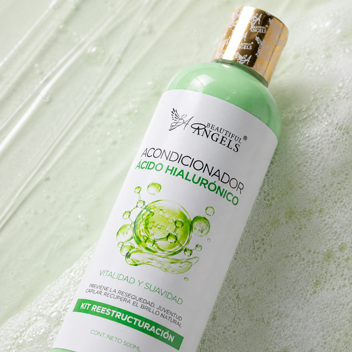 Acondicionador Hidratante con Ácido Hialurónico Beautiful Angels: Hidratación Profunda y Duradera, Brillo y Sedosidad Extrema, Protección y Juventud Capilar,  Cuidado Completo para Todo Tipo de Cabello