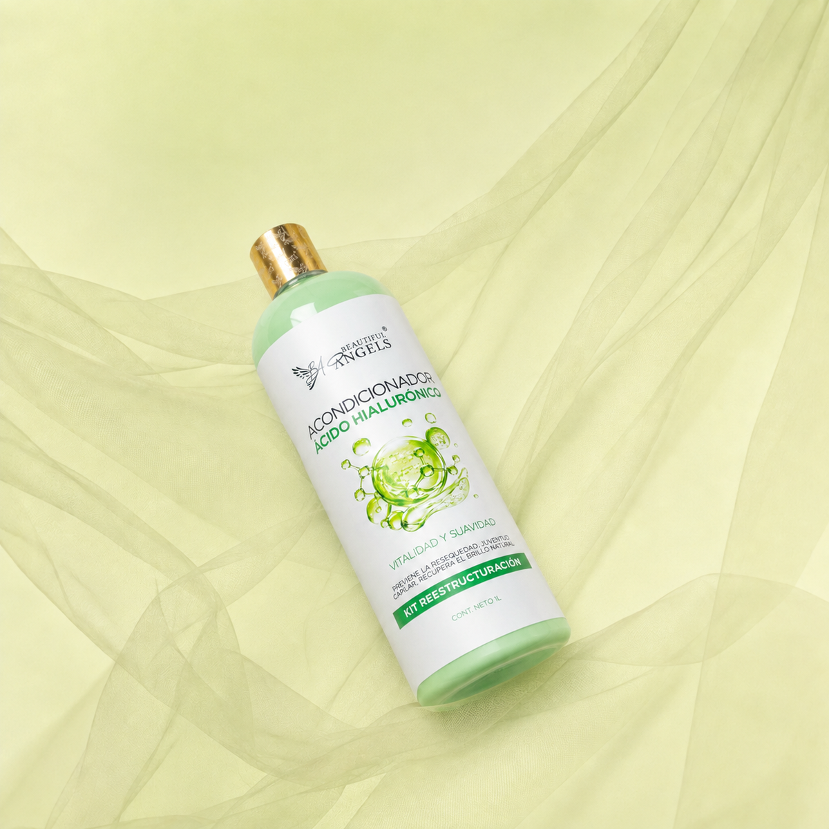Acondicionador Hidratante con Ácido Hialurónico Beautiful Angels: Hidratación Profunda y Duradera, Brillo y Sedosidad Extrema, Protección y Juventud Capilar,  Cuidado Completo para Todo Tipo de Cabello