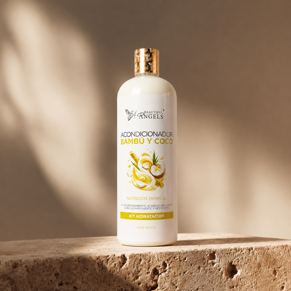 Acondicionador Bambú y Coco Beautiful Angels: Reparación Profunda e Hidratación para Cabello Seco o Dañado, Restaura la Fibra Capilar desde el Interior, Cabello Suave, Manejable