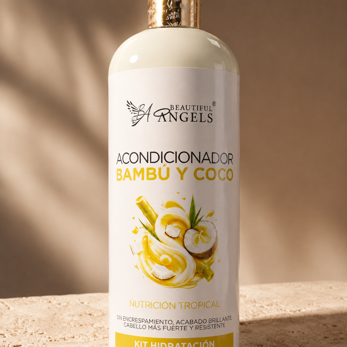 Acondicionador Bambú y Coco Beautiful Angels: Reparación Profunda e Hidratación para Cabello Seco o Dañado, Restaura la Fibra Capilar desde el Interior, Cabello Suave, Manejable