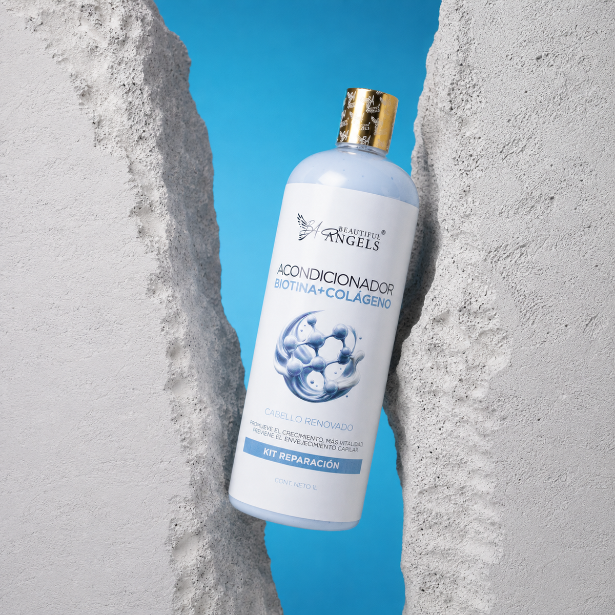 Acondicionador Biotina y Colágeno Beautiful Angels: Reestructura, Fortalece y Aporta Brillo, Ideal para Cabellos Dañados o Tratados, Mantiene Juventud, Fuerza y Vitalidad en Cada Lavado, Cabello más Fuerte y con Volumen