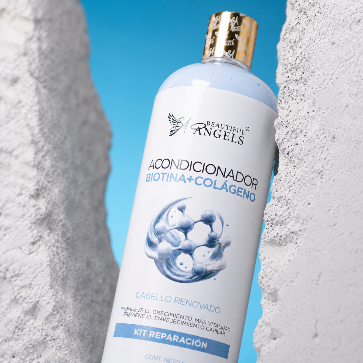 Acondicionador Biotina y Colágeno Beautiful Angels: Reestructura, Fortalece y Aporta Brillo, Ideal para Cabellos Dañados o Tratados, Mantiene Juventud, Fuerza y Vitalidad en Cada Lavado, Cabello más Fuerte y con Volumen