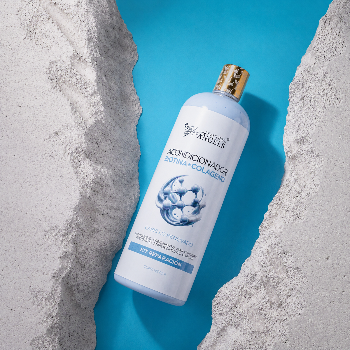 Acondicionador Biotina y Colágeno Beautiful Angels: Reestructura, Fortalece y Aporta Brillo, Ideal para Cabellos Dañados o Tratados, Mantiene Juventud, Fuerza y Vitalidad en Cada Lavado, Cabello más Fuerte y con Volumen