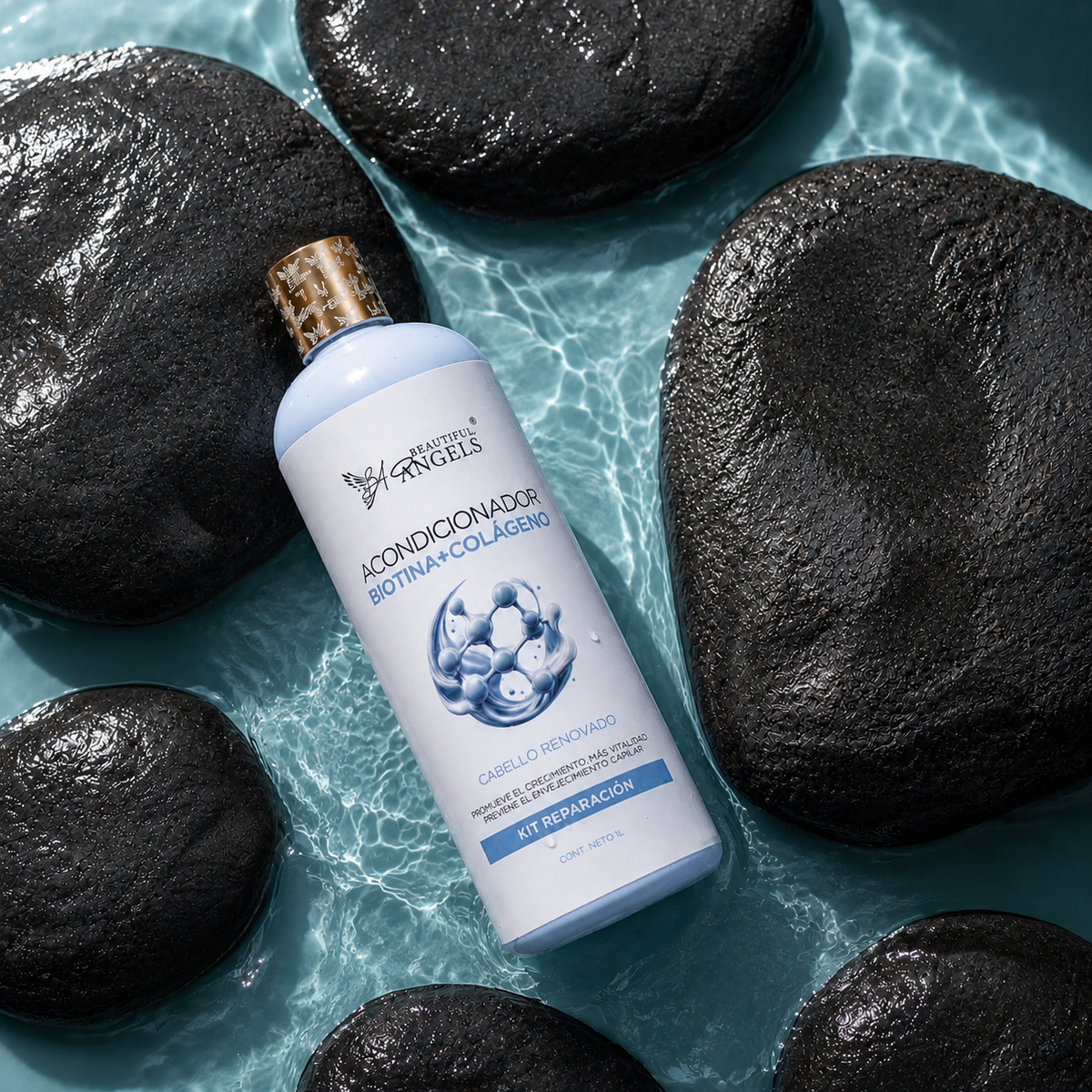 Acondicionador Biotina y Colágeno Beautiful Angels: Reestructura, Fortalece y Aporta Brillo, Ideal para Cabellos Dañados o Tratados, Mantiene Juventud, Fuerza y Vitalidad en Cada Lavado, Cabello más Fuerte y con Volumen