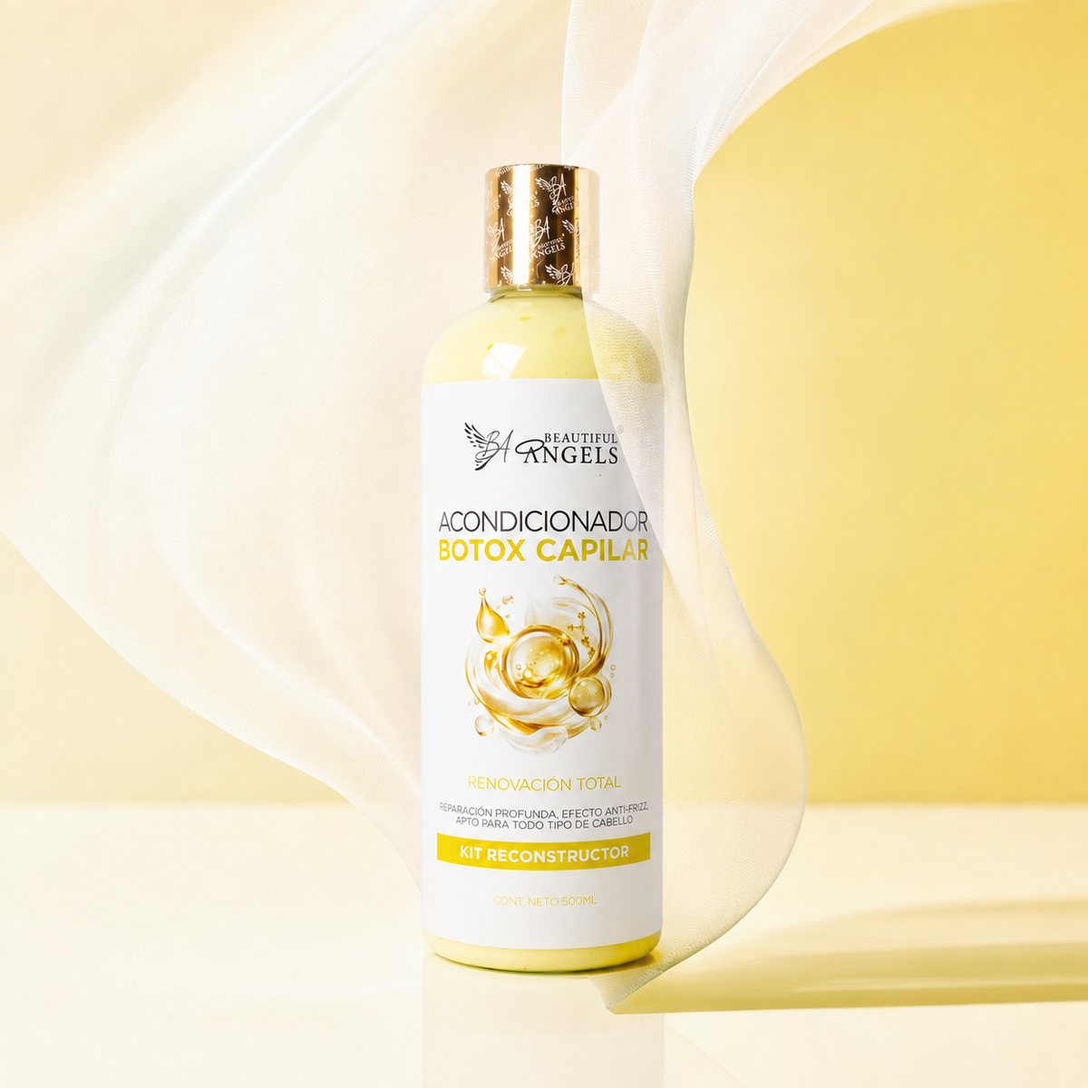 Acondicionador Botox Capilar Beautiful Angels: Repara y Suaviza la Fibra Capilar desde la Raíz hasta las Puntas, Devuelve Elasticidad, Brillo y Fuerza al Cabello Dañado, Acabado Sedoso con Efecto Restaurador