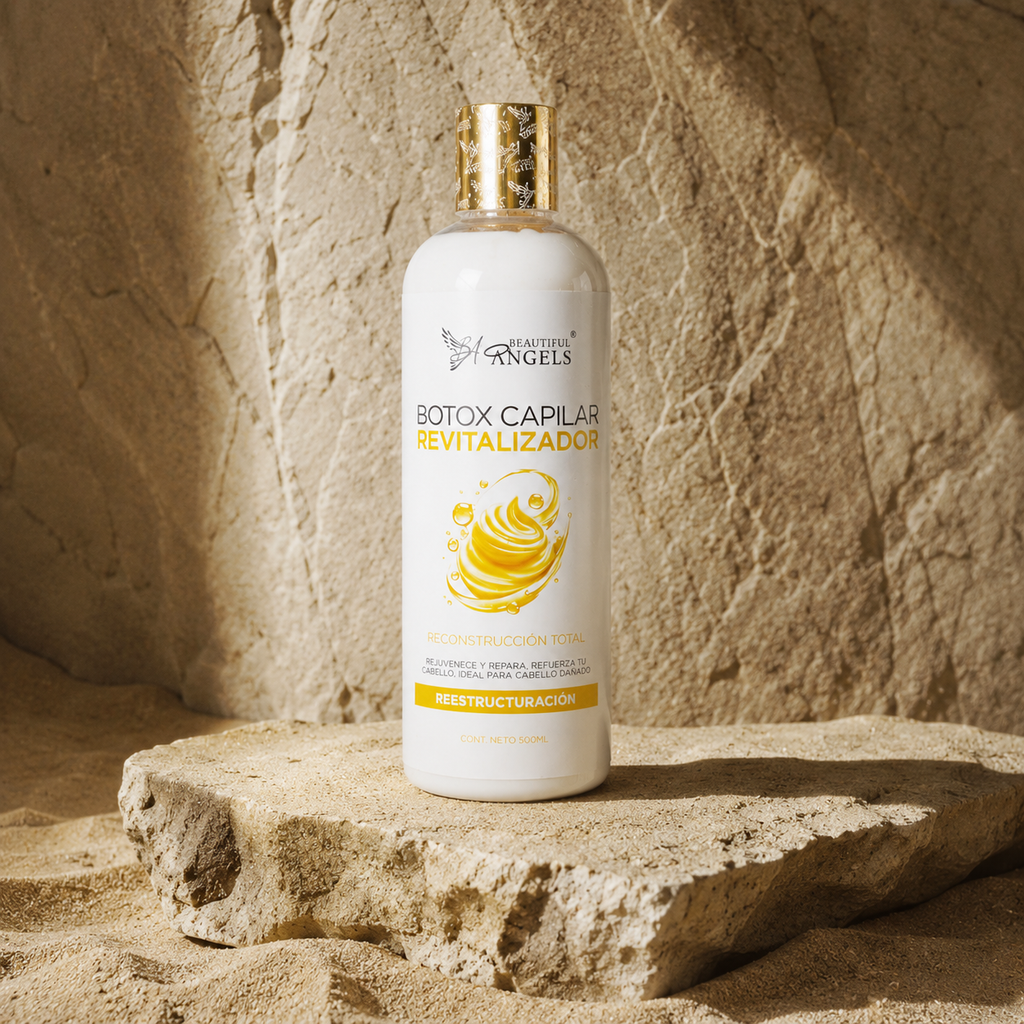 Botox Capilar Revitalizador Beautiful Angels:Refuerza la fibra capilar, aporta brillo radiante y textura suave al tacto para todo tipo de cabello, desde los más finos hasta los más dañados