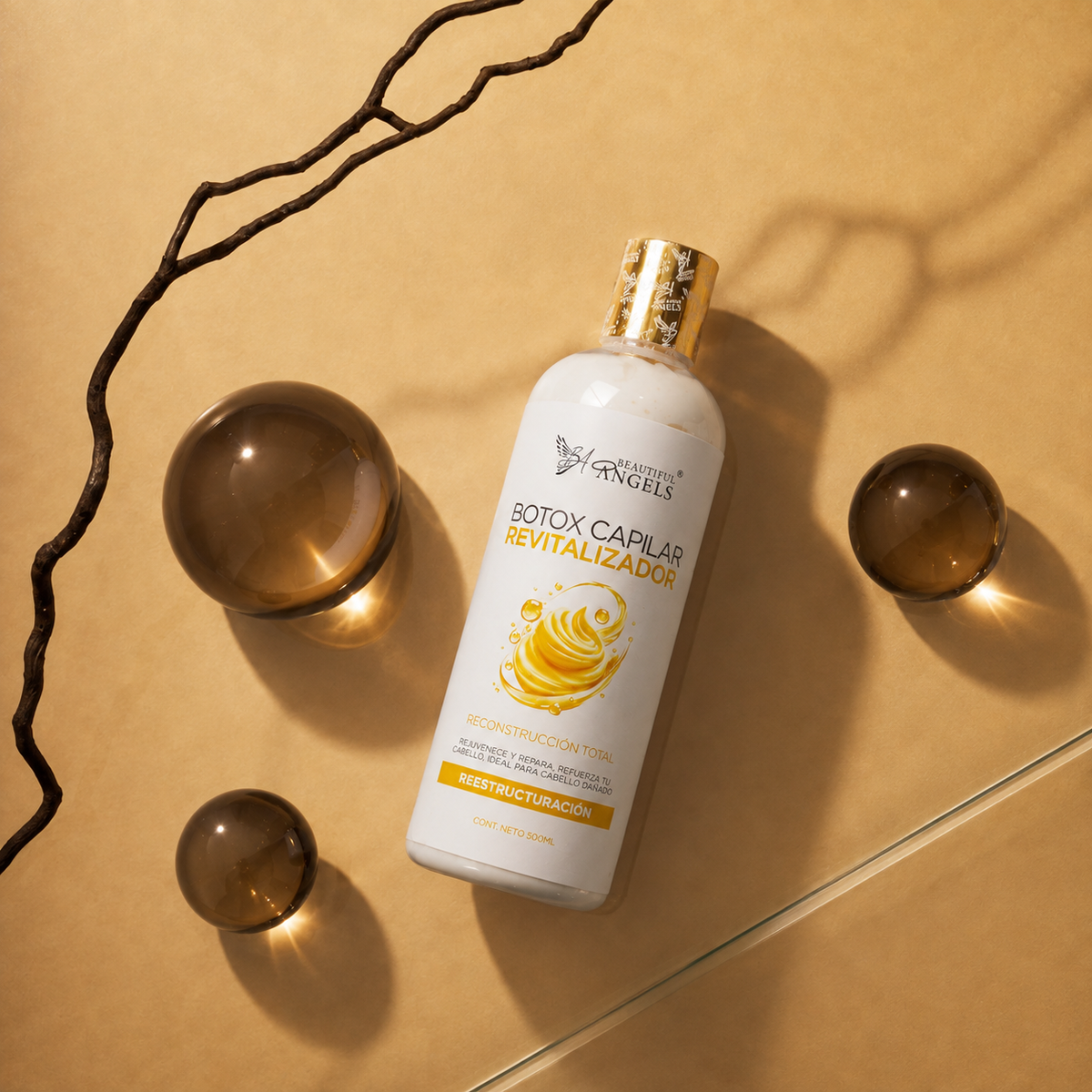 Botox Capilar Revitalizador Beautiful Angels:Refuerza la fibra capilar, aporta brillo radiante y textura suave al tacto para todo tipo de cabello, desde los más finos hasta los más dañados